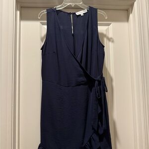 Emma & Michele Navy Sleeveless Wrap Skort Dress with Side Tie